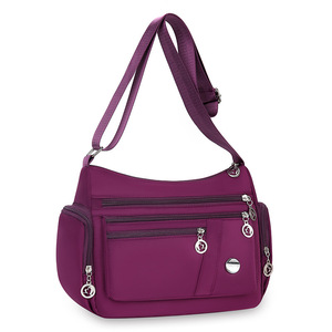 Women's Crossbody Bag Large Capacity Nylon Oxford Cloth Water Resistant Everyday Use Shoulder Bag Purple - Product Image 3