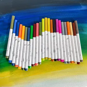 24 색 수채화 마커 펜 물 색칠 유연한 팁 물 펜 아트 마커 성인 색칠 책