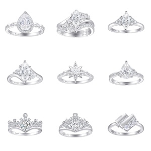 ผู้จัดจำหน่ายเครื่องประดับรูปทรงแปลกตา เงินแท้ 925 แหวนเพชรทรงต่างๆ ชุบโรเดียม ประดับเพชรซิคอน ของขวัญสำหรับผู้หญิง ขายส่ง - Product Image 4