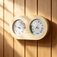 Thermomètre hygromètre mécanique en bois naturel à double cadran avec verre anti-buée pour sauna, serre, décoration murale
