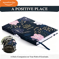 Diario della Gratitudine Non Datato con Copertina Rigida in Tessuto Floreale Peonia, Rilegatura a Filo, 5.3x7.6 Pollici, con Adesivi per Diario del Benessere