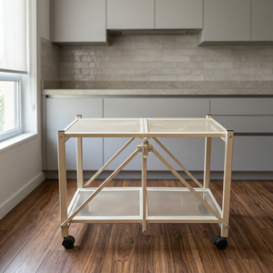 Carrito Rodante Moderno de Hierro de 2 Niveles con Ruedas, Mesa Plegable de Malla, Montaje sin Tornillos, Apilable, para Sala de Estar, Mesa Auxiliar Minimalista - Product Image 2