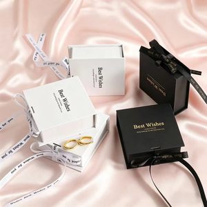 Custom Branded Jewelry <b>Gift</b> <b>Box</b> with Ribbon Closure Recyclable Cardboard for <b>Earrings</b> Bracelets - Product Image 2