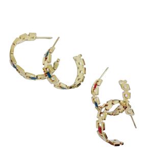 Pendientes irregulares de acero inoxidable a la moda, pendientes de aro de ZIRCON geométricos, joyería para mujer - Product Image 2