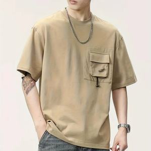 Camiseta de Alta Calidad con Logotipo Personalizado, Corte Holgado, Bolsillo, 100% Algodón, Hombros Caídos, Estilo Deportivo y Urbano para Hombre - Product Image 3