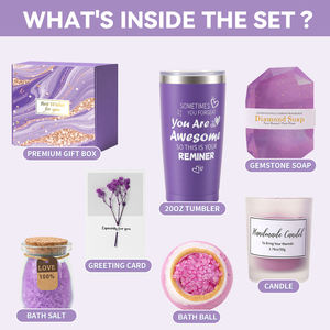 Panier-cadeau spa violet pour la Saint-Valentin 2026, kit de soins personnels pour femmes, idéal pour la fête des mères, cadeau de <span class=keywords><strong>mariage</strong></span> - Product Image 2