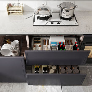Nouveau design Sofeyia d'armoires de cuisine en forme de L personnalisées finition brillante PVC bois MDF avec robinet d'évier pour une utilisation moderne en <span class=keywords><strong>appartement</strong></span> - Product Image 6