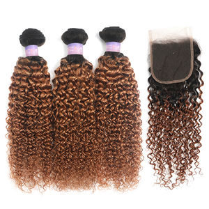 Kemy fabbrica all'ingrosso campione gratuito Kinky 1b 30 # per Ombre marrone indiano capelli 100% vergine Remy fasci frontali 9a capelli umani - Product Image 1