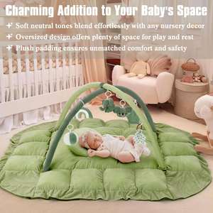 Tapis de jeu pour bébé lavable avec fond antidérapant, tapis d'activités épaissi et plus grand avec 6 jouets détachables - Product Image 5