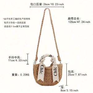 Sac fourre-tout portable résistant à l'eau pour l'été, avec foulard en soie, sac en paille de papier, sac à main de vacances pour femme, vente en gros - Product Image 4