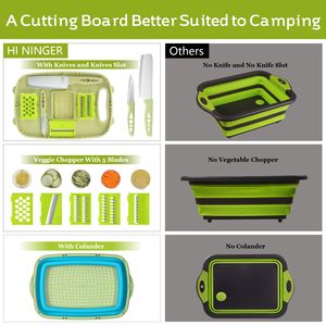 9-in-1 Outdoor Foldable Plastic Cutting Board Set Kitchen Silicone Fruit & Vegetable Cutting Board with Knife Basket - Product Image 2