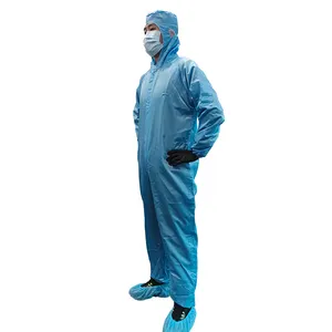 Custom Reusable Factory Wholesale OEM Working Uniform Coverall Suit Gown Anti-Static Laboratory Cleanroom Clothing