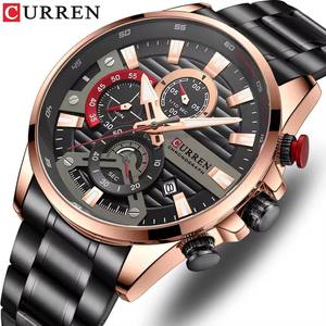 Relojes CURREN 8415 para Hombre, Originales, Cronógrafo, Relojes de Lujo con Correa de Acero Inoxidable, Fecha, Relojes de Pulsera de Cuarzo para Hombre - Product Image 1