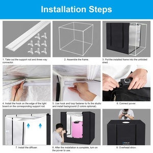 Caja de Luz PULUZ de 80cm para Fotografía, Plegable, 80W, 8500LM, Luz Blanca, <span class=keywords><strong>Estudio</strong></span> Fotográfico, Tienda de Iluminación con 3 Fondos de Colores - Product Image 3