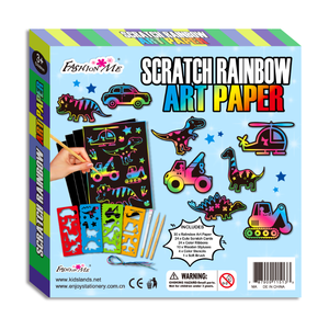 สมุดขูดลายสุดฮิต ชุดกระดาษขูดลายสีรุ้งวิเศษสำหรับเด็ก พร้อมปากกาไม้และแบบวาดภาพ - Product Image 1