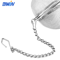 Filtre à thé en acier inoxydable 304 de qualité alimentaire Bwin avec chaîne, infuseur à boule métallique pour accessoires à café et à thé