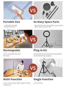 Omnibearing Có Thể Sạc Lại Ảnh Tự Sướng Thanh Độ Sáng LED Ánh Sáng Có Thể Gập Lại Điện Thoại Di Động Chủ Xoay Không Dây Điện Thoại thông minh Đứng Sống - Product Image 3