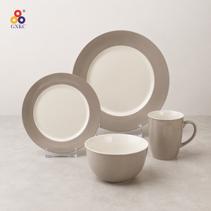 Ciotola per zuppa in ceramica di porcellana con smalto grigio tinta unita arrotolato bordo di cereali per bambini Set per Porridge di insalata per stoviglie Horeca - Product Image 3