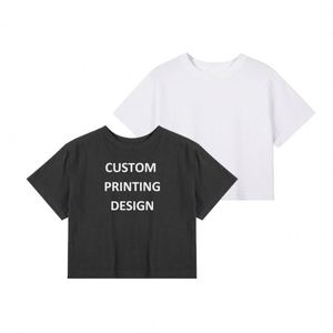 เสื้อครอปท็อปคุณภาพสูง แฟชั่นสตรีทแวร์ทรงโอเวอร์ไซส์ เสื้อยืดผู้หญิงแบบเรียบๆ สั่งทำได้ - Product Image 1
