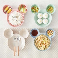 Personnalisation du logo OEM ODM, assiette pour bébé en paille de blé, écologique, non toxique, motif animal, bol biodégradable, ensemble de vaisselle pour enfants