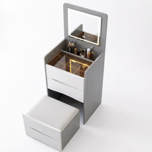 Hot Selling New Model Wholesale Price Custom Woman <b>Makeup</b> <b>Vanity</b> -<b>Lighted</b> Panel Flip-top Corner Dressing Table Wooden White - Product Image 1