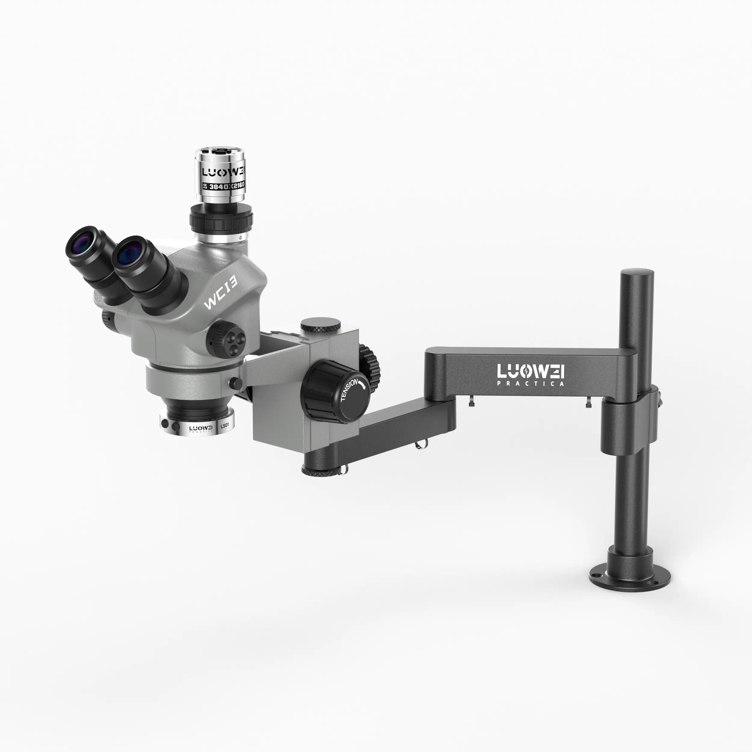 LUOWEI WCI3 trinoküler Stereo mikroskop ile işık telefon onarım 7-50x senkron Zoom endüstriyel mikroskop ile 4K kamera