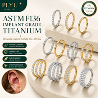 Anillos de titanio ASTM F136 con bisagra de segmento para nariz, doble aro, para tragus, hélix, daith, septum, concha, rook y labio