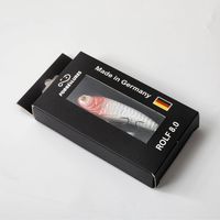 Boîte d'emballage d'appâts de poisson en papier noir imprimé de logo personnalisé avec fenêtre en PVC Boîte d'emballage d'hameçon de pêche pour petit jouet