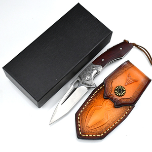 Winlee m390steel độ cứng cao gấp lưỡi sắc nét EDC sở thích thủ công cao cấp Túi xách tay chiến thuật dao OEM da trường hợp - Product Image 6