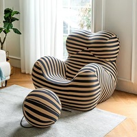 Sillón Moderno de Estilo Italiano, Creativo, Modelo Big Mama, con Otomana Esférica, Espuma Moldeada de Alta Densidad, Tela Elástica, Sofá Relajante
