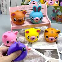 Nouveau design Jouets animaux à écraser qui émettent des sons (porc, ours, lapin) – Adorables peluches interactives anti-stress