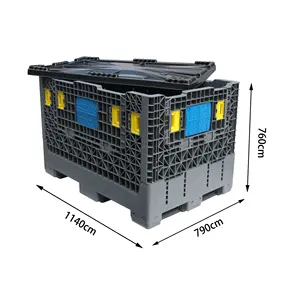 QS 1140*790*760 Mm Large Plastic Storage Containers Used Collapsible Pallet Box With 4 Way Entry