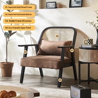 Chaise de loisirs double trois places en rotin de style chinois avec dossier haut rembourré pour salle à manger