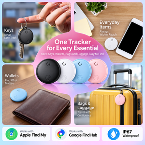 <strong>Suitcase</strong> and Bag BLE Tracker Tag, Works with Apple Find My &amp; Google Find Hub Dual System IP67 Waterproof Bluetooth Item Locator - Product Image 1