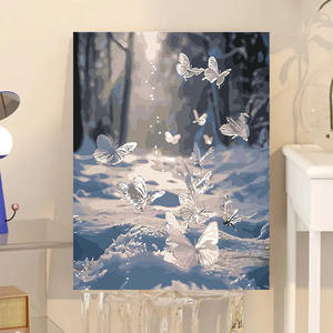 <span class=keywords><strong>Peinture</strong></span> à l'huile numérique peinte à la main avec cadre Easy-Paint Number Fabric Living Room Bedroom Decor avec un superbe papillon - Product Image 1