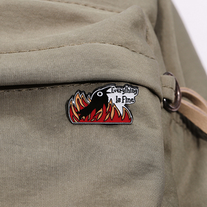 Tout est fin émail broche noir corbeau flamme broche drôle dessin animé Badge bijoux cadeau pour sacs vêtements amis - Product Image 3