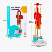 Juego de Limpieza de Madera Montessori para Niños, Juego de Imitación con Escoba y Mopa, Kit de Actividades Educativas de Simulación para el Hogar