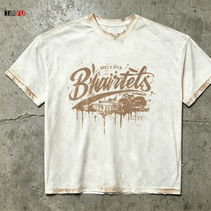 Oversized Acid Wash T-shirt Distressed Graphic Print Casual Vintage Drop Shoulder t Shirt Custom Streetwear Mens <strong>Tshirts</strong> - Product Image 1