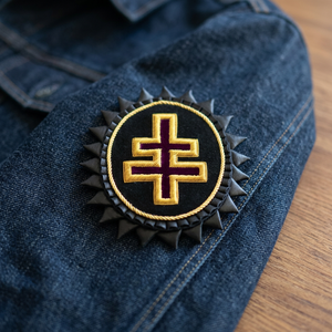 Insignia Ceremonial Personalizable de Caballeros Templarios Grand Encampment, con Roseta Bordada en Lona y Borla de Oro, con Cierre de Gancho y Bucle - Product Image 1