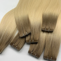 Extensions de cheveux vierges russes Remy 100% naturels, blond balayage ombré, à bandes adhésives, trame simple, vente en gros