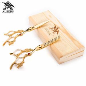 Ciseaux de coiffure professionnels ALBERS VG10 en acier, 6 pouces, dorés, pointe de lame tranchante, 62-63 HRC, pour droitiers, salon de coiffure - Product Image 2