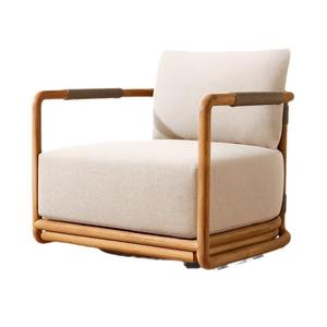 Ensemble de meubles de jardin en bois de teck imperméable avec canapé en forme de L - Product Image 1