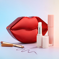 Kit de Maquillage Lèvres Végétalien 3-en-1 Adorable : Gloss Liquide, Crayon à Lèvres et Baume – Imperméable, Haute Pigmentation, Pailleté, Minéral – Anniversaire/Noël