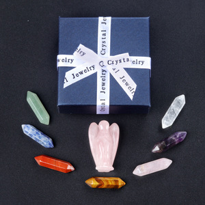 Набор из натурального хрусталя, лечебный камень, ангел, чакра, полированный камень, шестигранные маятниковые Подвески с коробкой - Product Image 5