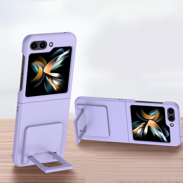 Pure Color Hard PC Skin Touch Phone case for samsung Galaxy Z Flip 7 Flip 6 with Fold Phone Stand