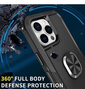เคสโทรศัพท์3 in 1แบบไฮบริดมีวงแหวนกันกระแทกสำหรับ <span class=keywords><strong>iPhone</strong></span> 15 14 13 12 11 <span class=keywords><strong>XS</strong></span> XR PRO MAX ฝาครอบป้องกันด้านหลัง - Product Image 4
