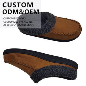 Pantoufles en <span class=keywords><strong>cuir</strong></span> pour hommes, fabrication OEM ODM, pantoufles en fourrure de haute qualité pour adultes, pantoufles mocassins pour hommes - Product Image 1