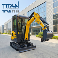 Mini-excavatrice compacte TITAN 1.8T certifiée EPA 4 Euro 5 avec châssis télescopique 800-950 mm - Idéale pour les espaces étroits