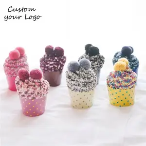 Meisjes Pom Pom Sokken Met Cake Ontwerp Doos