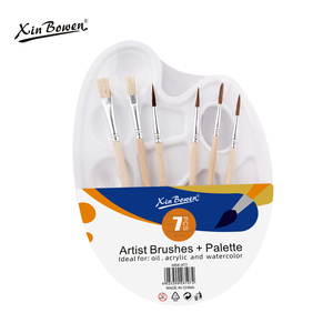 Bowen พู่กันจีน8สไตล์6ชิ้นชุดแปรงทาสีศิลปะระบายสีน้ำมันและอะคริลิคทำจากไนลอนขนแปรง - Product Image 4